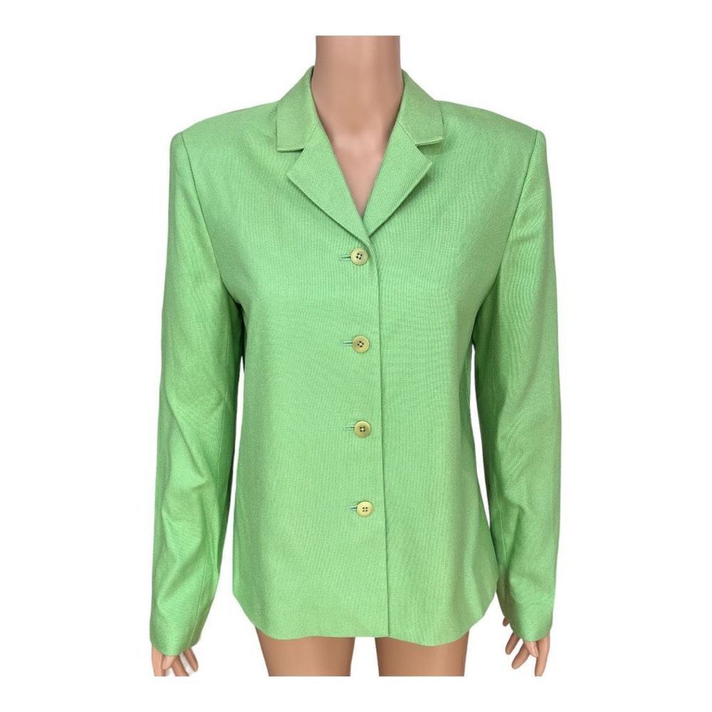 Ann May 100% woven silk green blazer jacket size 6